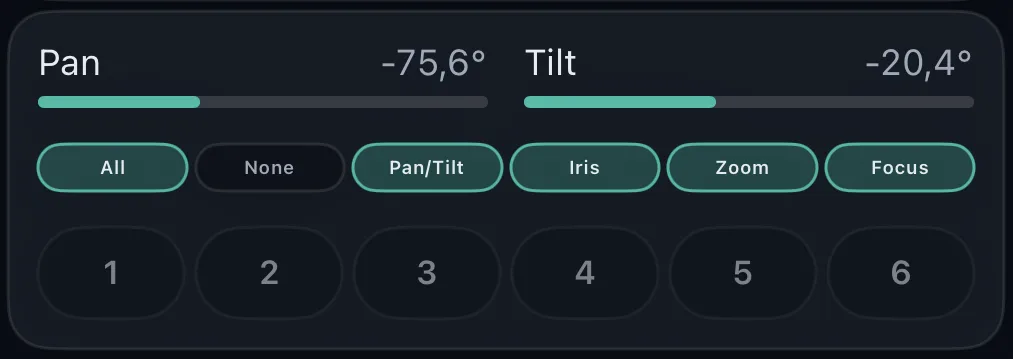 Pan/Tilt control screenshot