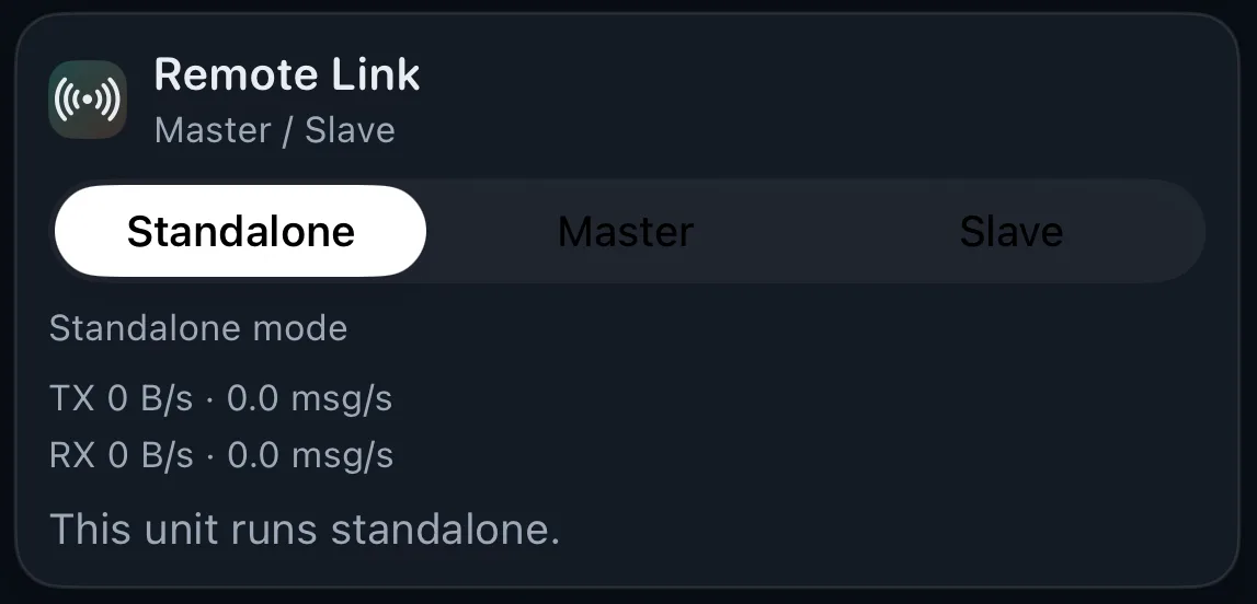 Remote Link settings screen